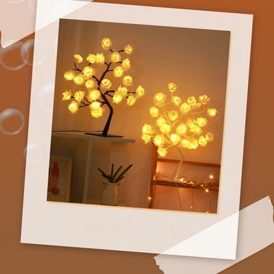 Bezaubernde weiße Rosenbaum Leuchte USB Schreibtischlampe perfekt für romantis - Bild 1 von 4