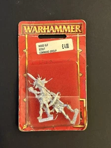Warhammer Fantasy Wood Elf Scout Command Group Portador Estándar Músico Metal - Imagen 1 de 2