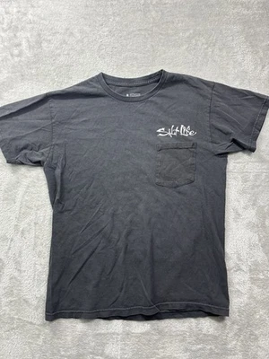 Salt Life Hook Line & Sinker 图形 T 恤黑色 M 码钓鱼海洋 T 恤 — 第 1/4 张图片