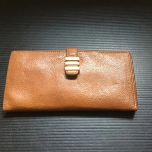 Vintage 90s Diamicci Genuine Leather Bi-Fold Wallet Gold Bar Snap Fastener 7.5"L - Bild 1 von 6