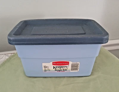 Vintage Rubbermaid Keepers Rough Tote 1 Gallon Blue Small Storage Bin USA - Image 1 of 4