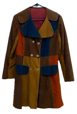 Women’s Suede Leather Genuine Haedkesuede Colorblock Retro Button Down Coat - Image 1 of 4