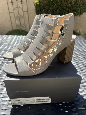 Vince Camuto TACONES Briaz Cuero Gladiador Bloque Zapato Sandalia Gris Gamuza talla 9.5 Foto 1 de 4
