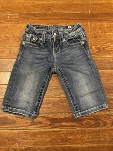Girls Miss Me Western Blue Jeans Shorts Lowrise Fit(Bermuda) Size 8 - Picture 1 of 5