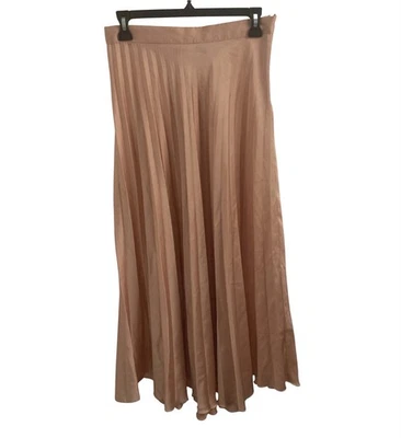 Saia Midi Plissada Acordeão Champanhe Rosa Zara Tamanho M - Imagem 1 de 4