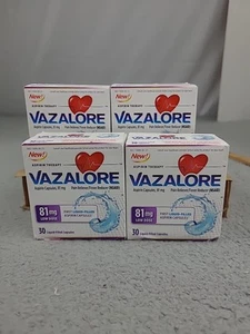 READ READ 4x Vazalore Aspirin Capsules 81mg Low Dose Liquid Filled 30 Count  - Picture 1 of 8