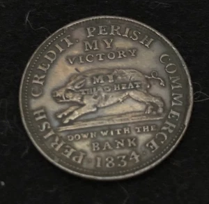 1834 Hard Times Token Running Boar / Andrew Jackson - Substitute For The US Bank - Picture 1 of 3