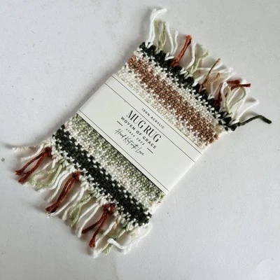 Taza boho chic tejida a mano de gran tamaño individual alfombras posavasos Winterberry Frost Foto 1 de 4