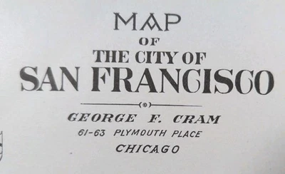 Mapa vintage 1901 SAN FRANCISCO CALIFORNIA 22"x14" antiguo original PRESIDIO Foto 1 de 4