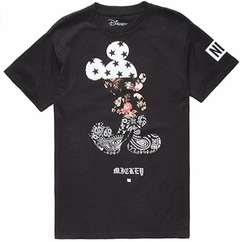 Camisa Neff Disney Niños 5/6 Mickey Negra Rosa Floral Paisley Estrellas Patinador Nueva Foto 1 de 4