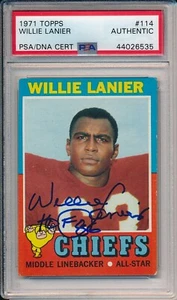 Willie Lanier Kansas City Chiefs HOF 1986 Signed Rookie 1971 Topps Card PSA/DNA - Picture 1 of 3