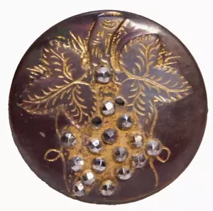 Antique Engraved Pearl Shell BUTTONGrape Cluster w Bright Steels NICE 1&1/16 - Picture 1 of 5