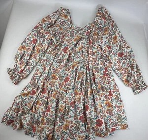 Patrons of Peace Womens XS Long Sleeve Tiered Boho Floral Mini Baby Doll Dress - Picture 1 of 7