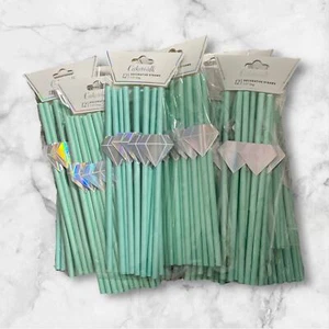 Cakewalk Paper Straws Diamond Wedding Engagement Party Shower Teal LOT 192 - Picture 1 of 2