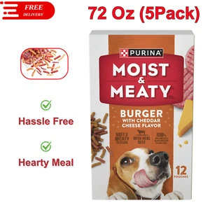 Moist And Meaty Burger W/ Cheddar Cheese Flavor Dry Soft Dog Food, 12 Oz, 5 Pack - Picture 1 of 10