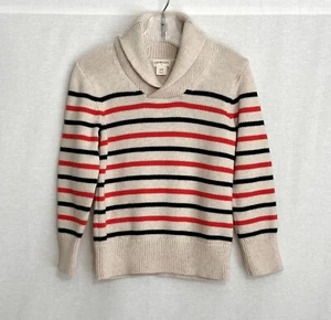 Crewcuts Boys Sweater 4-5 Cotton Cream Navy Orange Striped Long Sleeve Pullover - Picture 1 of 7