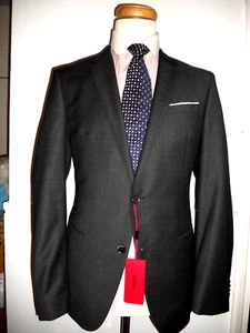 HUGO BOSS Super100 wool fabric birdeye pattern slim cut Suit Sz UK 42R"EU52R"W36 - Picture 1 of 17