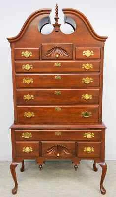 Colonial Furniture Solid Cherry Queen Anne Highboy Shell Carving made in USA - Image 1 of 4