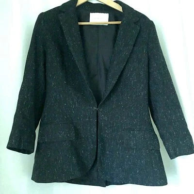 ALC Womens 10 Black Blazer Jacket Heathered Wool Blend Hook Closure, Collar USA - Image 1 of 4