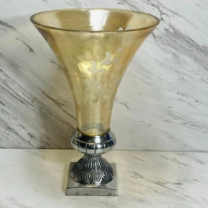 Vintage silver  & GLASS CANDLE LAMP 10” tall by 7” round - Picture 1 of 8