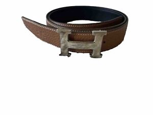 Hermes Constance 90 Cm Reversible Leather Belt Tan/Fauve Brown