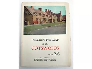 Old map of the Cotswolds, Gloucestershire, Oxfordshire, England. British. 1960s - Picture 1 of 4