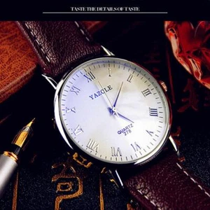 Relojes de pulsera para hombre reloj analógico de cuarzo regalo de moda D3P7 cuero пэ *1 νз I6T4 - Imagen 1 de 12