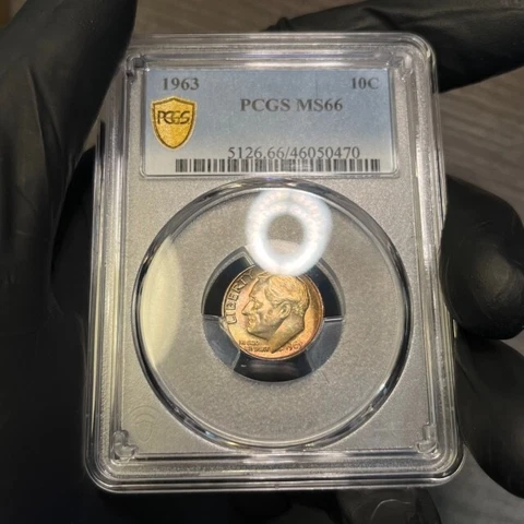 MS66 1963 10C Roosevelt Silver Dime, PCGS Secure- Pretty Toned Cover
