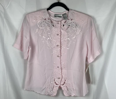 NUEVO CON ETIQUETAS Blusa Christie&Jill Rosa Claro Bordada Perla Botones Suave Niña Talla 4P Foto 1 de 4