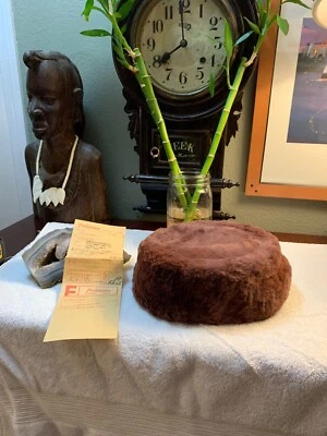 Vintage 1962 Elizabeth Ford Fur Hat +Original Receipt Purple Color UNION MADE - Image 1 of 4