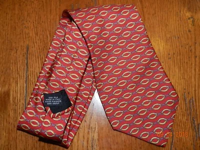 GUCCI CORBATA VINTAGE AÑOS 80 100% SEDA ORO ROJO ESLABÓN DE CADENA  Foto 1 de 4