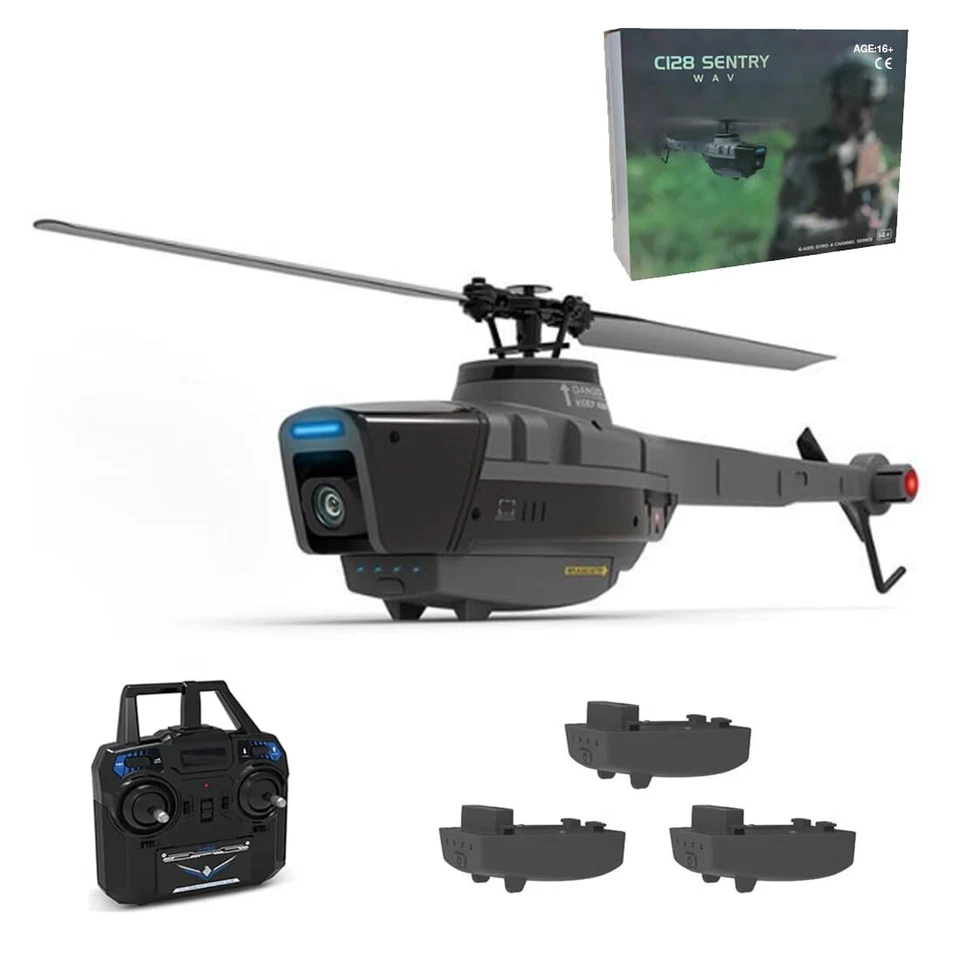 RC Helicopter Model with 1080P Camera, 2.4G RC 4CH Scout Drone Single-Rotor Brus - Image 1 of 4