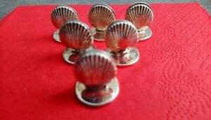 Set of 6 Vintage EPNS Silver Plated Sea Shell Shaped Name Place Cardholders