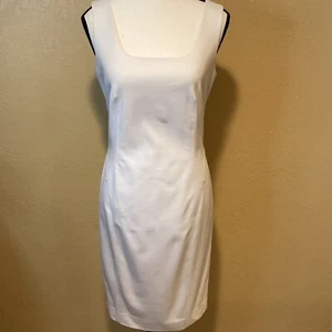 Magaschoni Collection Italian Ivory Sheath Dress, Estimated Size 4/6 Square Neck - Picture 1 of 6