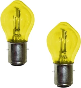 2x BULB 12V 35/35W BA20D YELLOW HEADLIGHT MOTORCYCLE CAR MOPED MOTORBIKE LIGHT - Picture 1 of 1