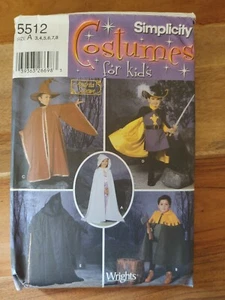 Simplicity #5512 Kid's Wizard, Musketeer, Woodsman Costume Pattern - UNCUT - Picture 1 of 2