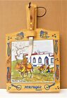 Y617) Algarve Portugal decorative tile & wooden chopping cheese board wall hang 