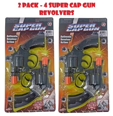 4PK 8-Ring Shot Super Cap Revolver Guns Police Detective Pretend Play Kids Boys - Image 1 of 4