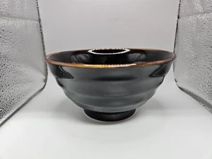 7" Wide Handmade Brown Black Art Pottery Bowl - Picture 1 of 4