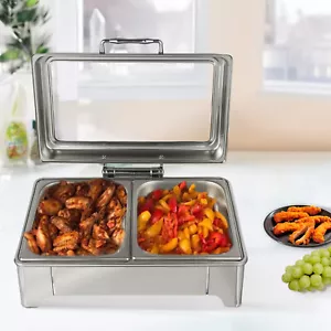 9.5 Qt Chafing Dish Buffet Set Stainless Steel Chaffing Server Commercial 400W - Foto 1 di 8