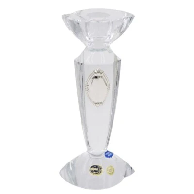 Porta Candela in Cristallo di Bohemia con Applicazione Ovale in Argento - Immagine 1 di 3