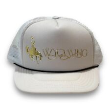 Vintage 1990s Wyoming Cowboy Cap Golden Logo Snapback Trucker Hat