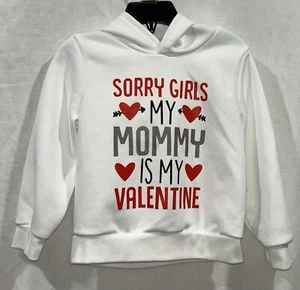 SHEIN Toddler Boys Valentines Day  Hooded Sweatshirt White Size 4Y - Picture 1 of 7