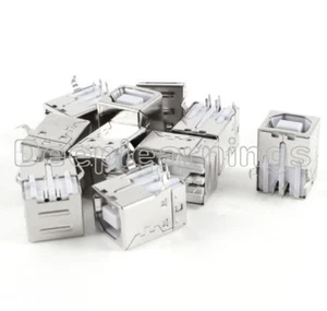 10Pcs USB 2.0 Female Type-B Connector Replace Solder Port Top - Afbeelding 1 van 4