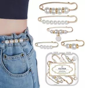 Pearl Brooch Pins 5Pcs Waist Tightener Safety Pins,Safety Pins for Women Girls C - Picture 1 of 7