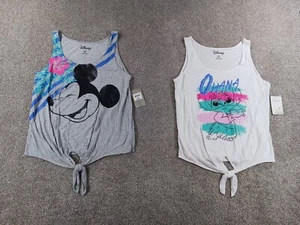 Disney Sleepwear Lot Of 2 Girls Large 11/13 Sleeveless Shirt Mickey Stitch NWOT - Picture 1 of 17
