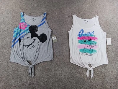 Disney Sleepwear Lot Of 2 Girls Large 11/13 Sleeveless Shirt Mickey Stitch NWOT - Image 1 of 4