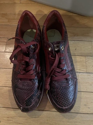 Michael Kors Billie Trainer Sneakers Red Gold Snakeskin Shoes Women's Size 7M - Image 1 of 4