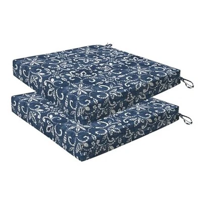  Outdoor Essentials Set of 2 Square Seat Pads, 19 x 19, Boheme Indigo Blue - Image 1 of 4