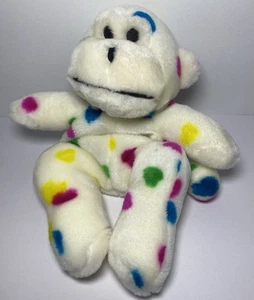 Vintage Monkey Polka Dot Plush Multicolor Squeaker Sewn Eyes Rope Tail - Picture 1 of 4